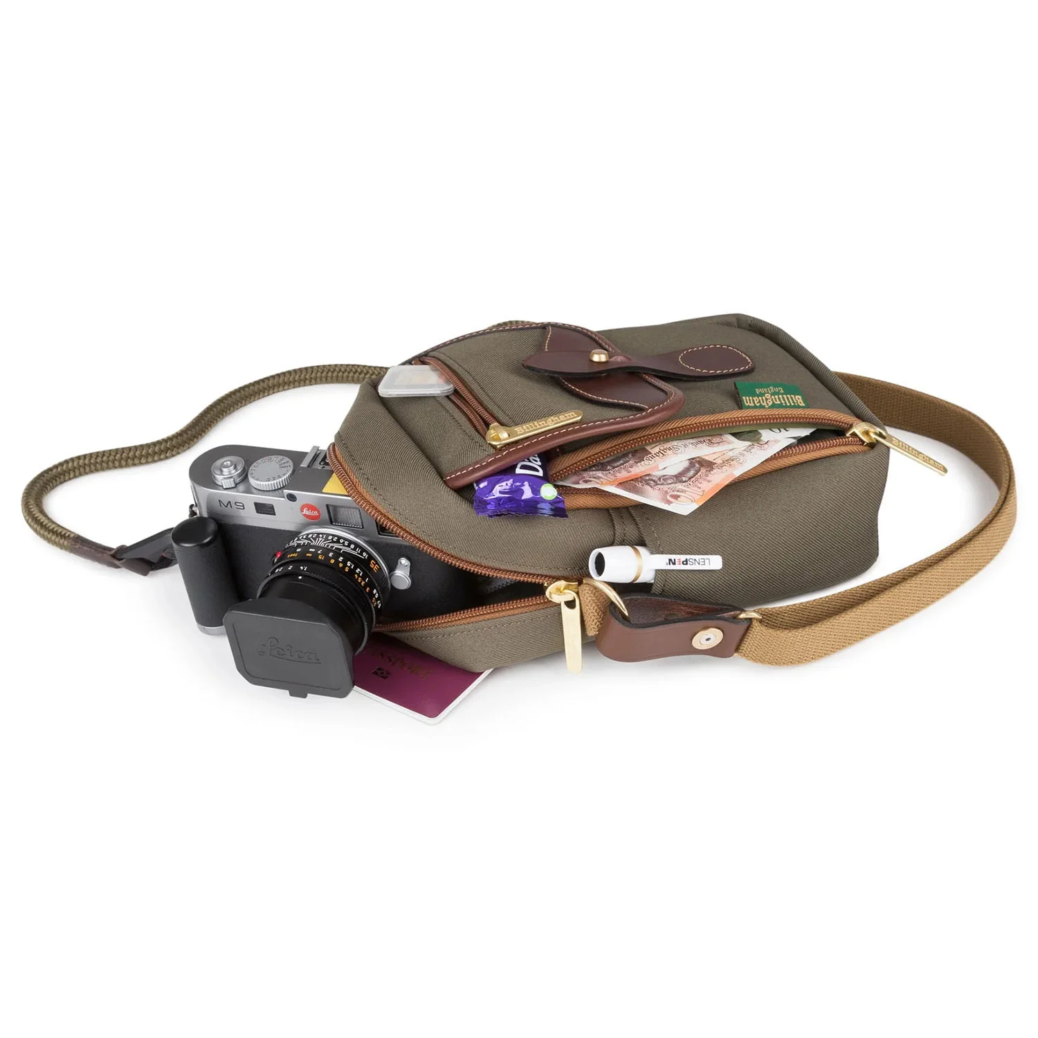Billingham Airline Stowaway Sage Fibrenyte/ Chocolate Leather - Image 3