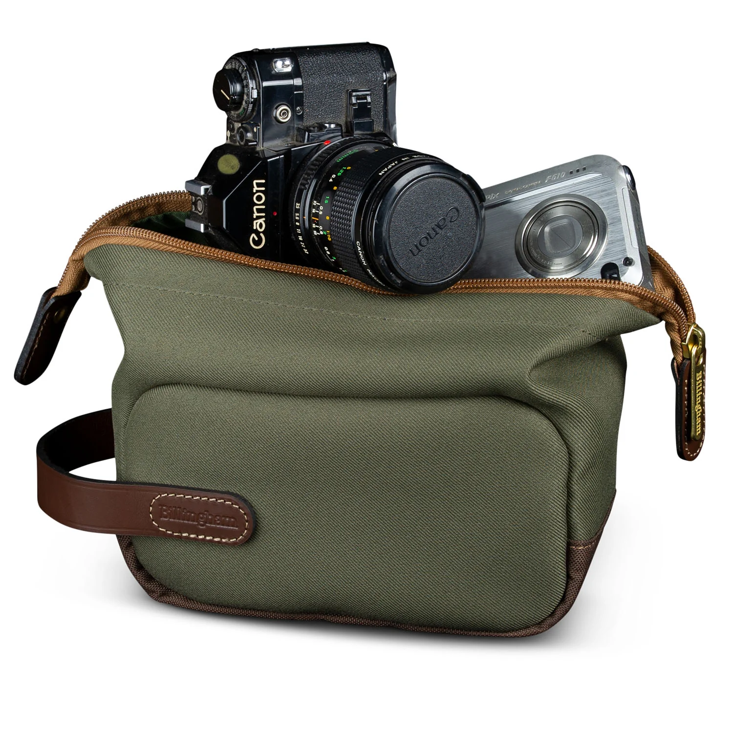 Billingham Capsule 1 Bag - Sage FibreNyte / Chocolate Leather - Image 5