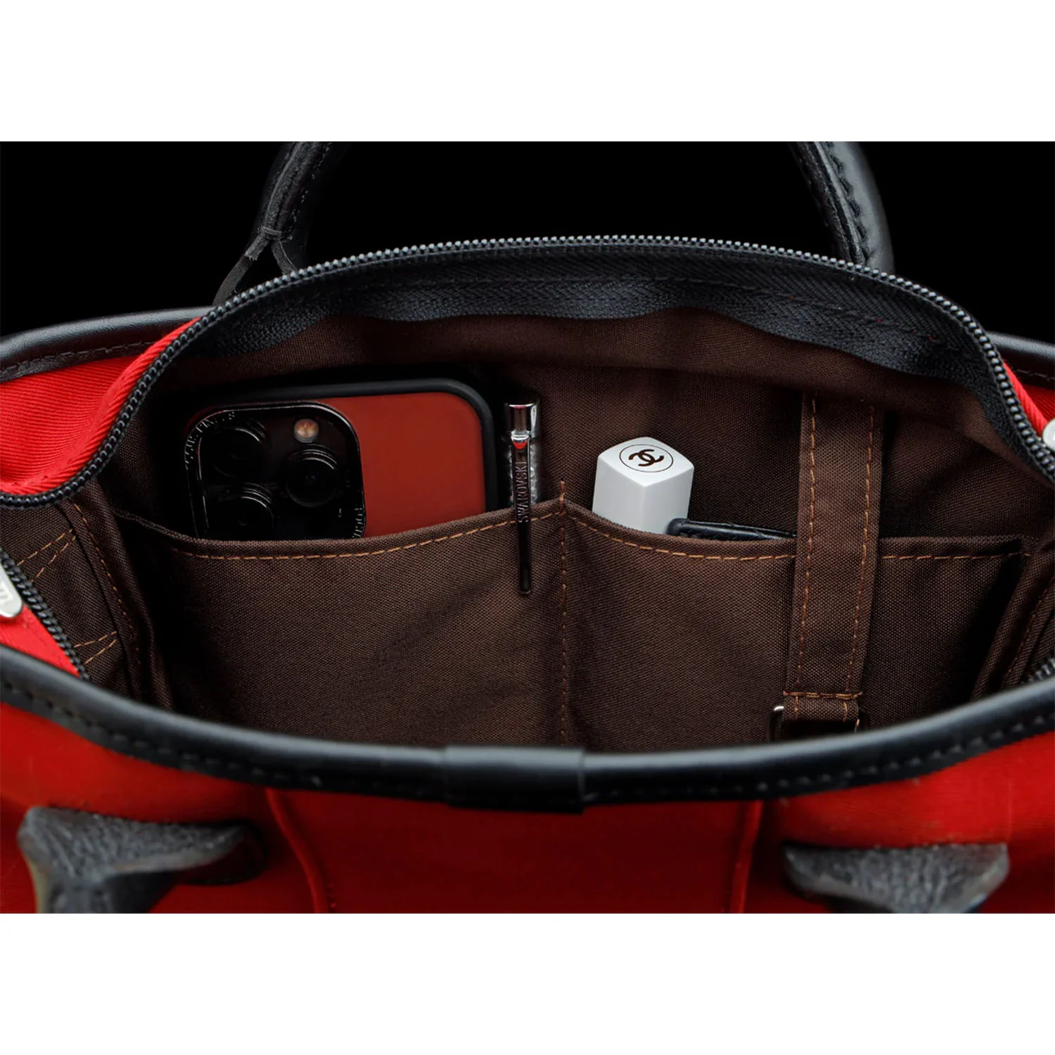 Billingham Dolly Grip Burgundy Canvas / Black Leather - Image 4
