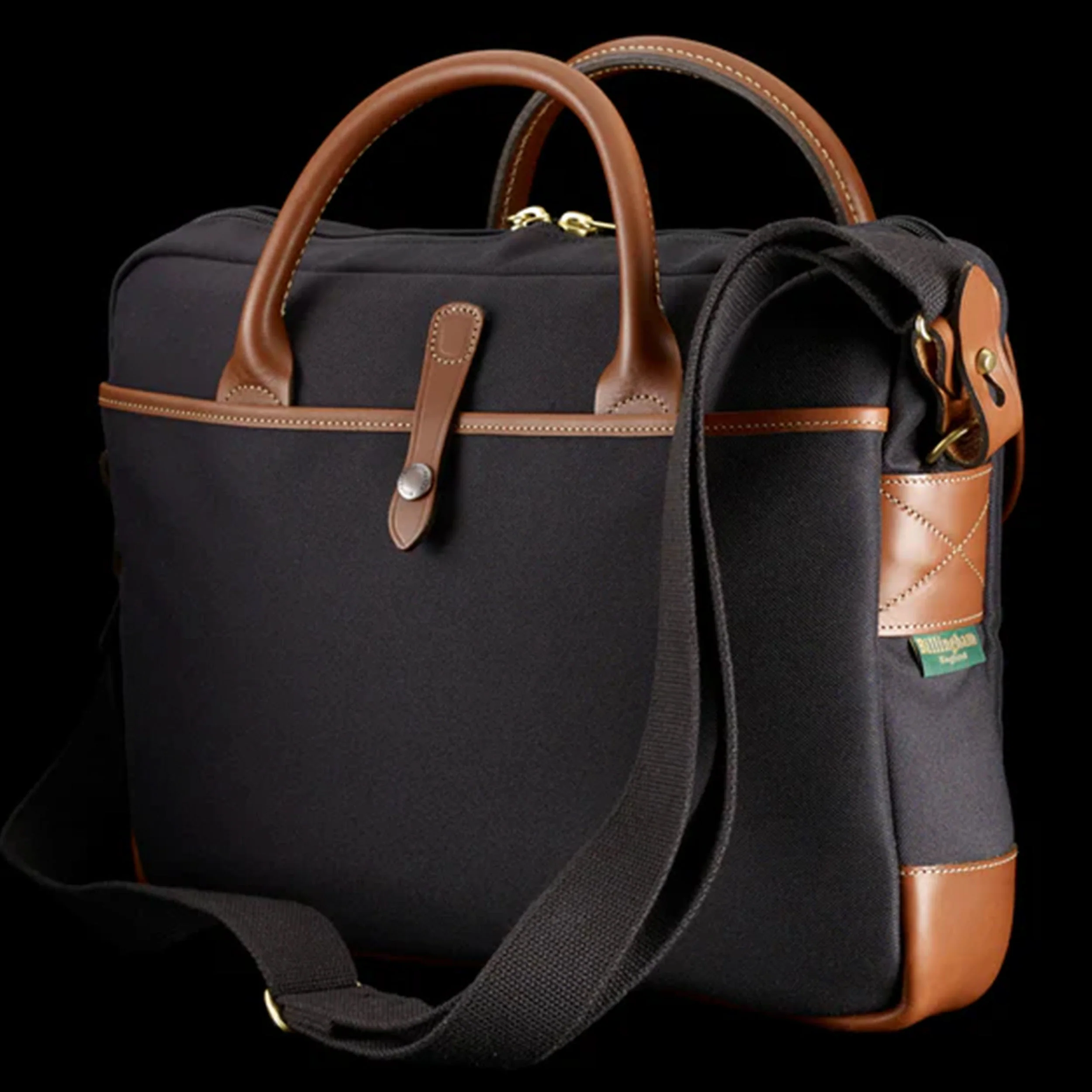 Billingham Thomas Briefcase / Laptop Bag - Khaki Canvas / Tan Leather (Olive Lining) - Image 5