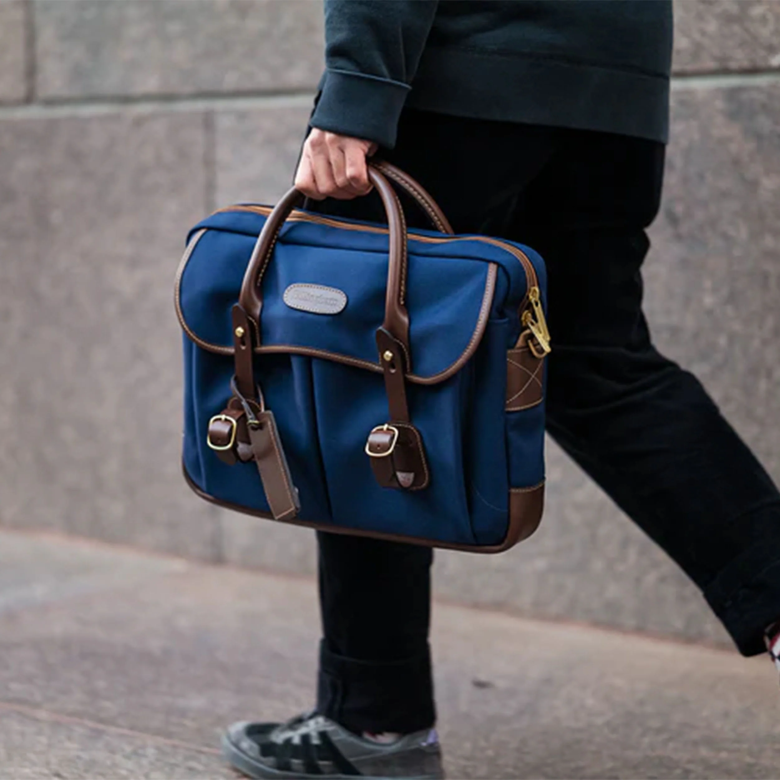 Billingham Thomas Briefcase / Laptop Bag - Khaki Canvas / Tan Leather (Olive Lining) - Image 6
