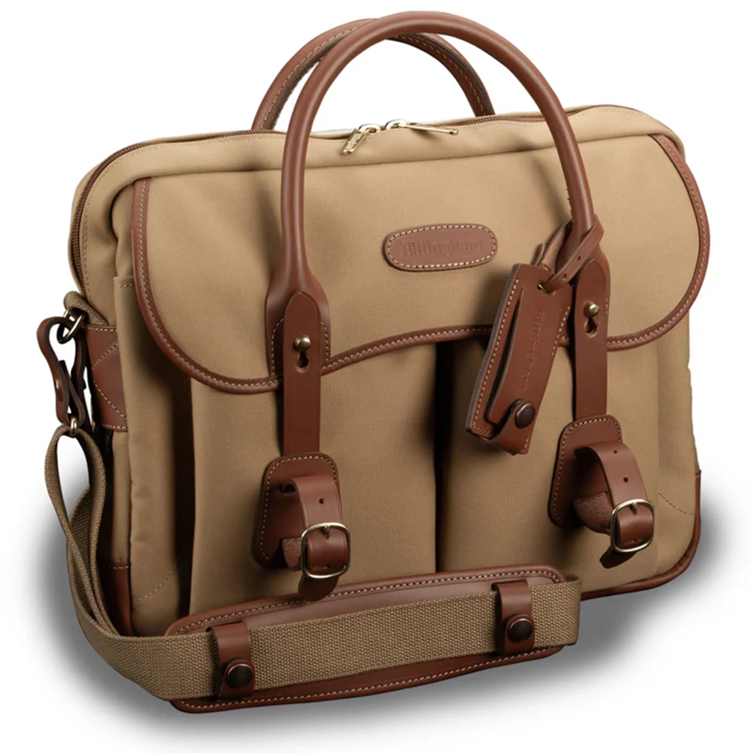 Billingham Thomas Briefcase / Laptop Bag - Khaki Canvas / Tan Leather (Olive Lining)