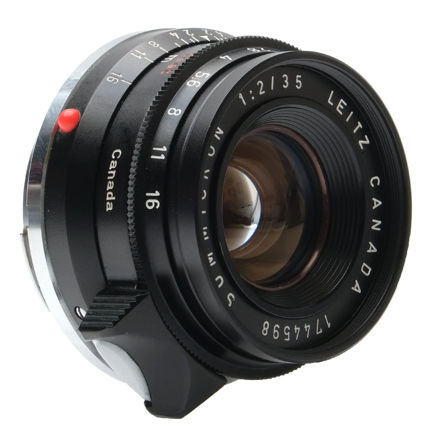 Leica 35mm f2 Summicron 8-Element Black Anodized, Red Scale 1744598 - Image 2