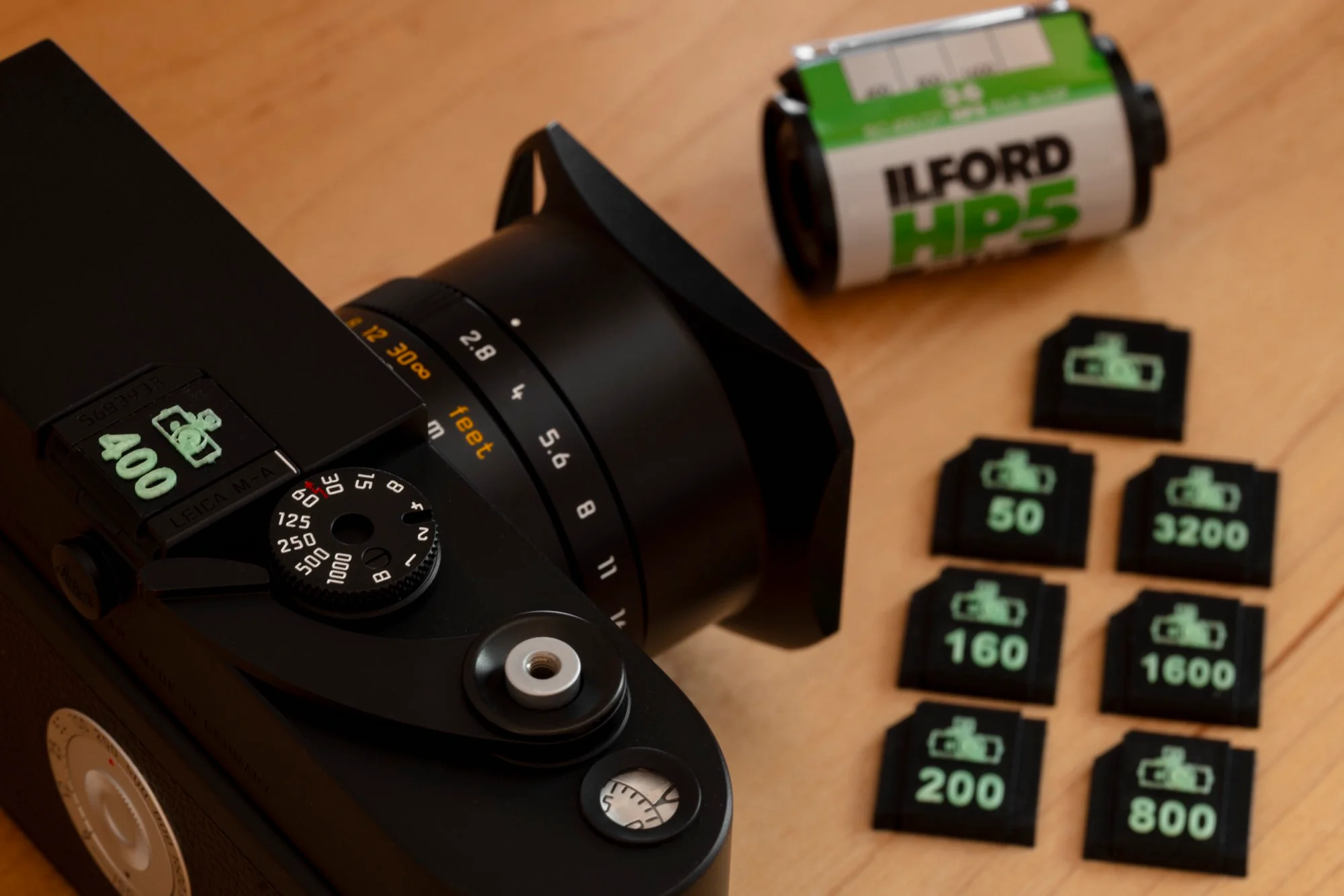 Made in Wetzlar Hot Shoe Film Speed Set -  Black w/ Glow In the Dark Green - Image 3