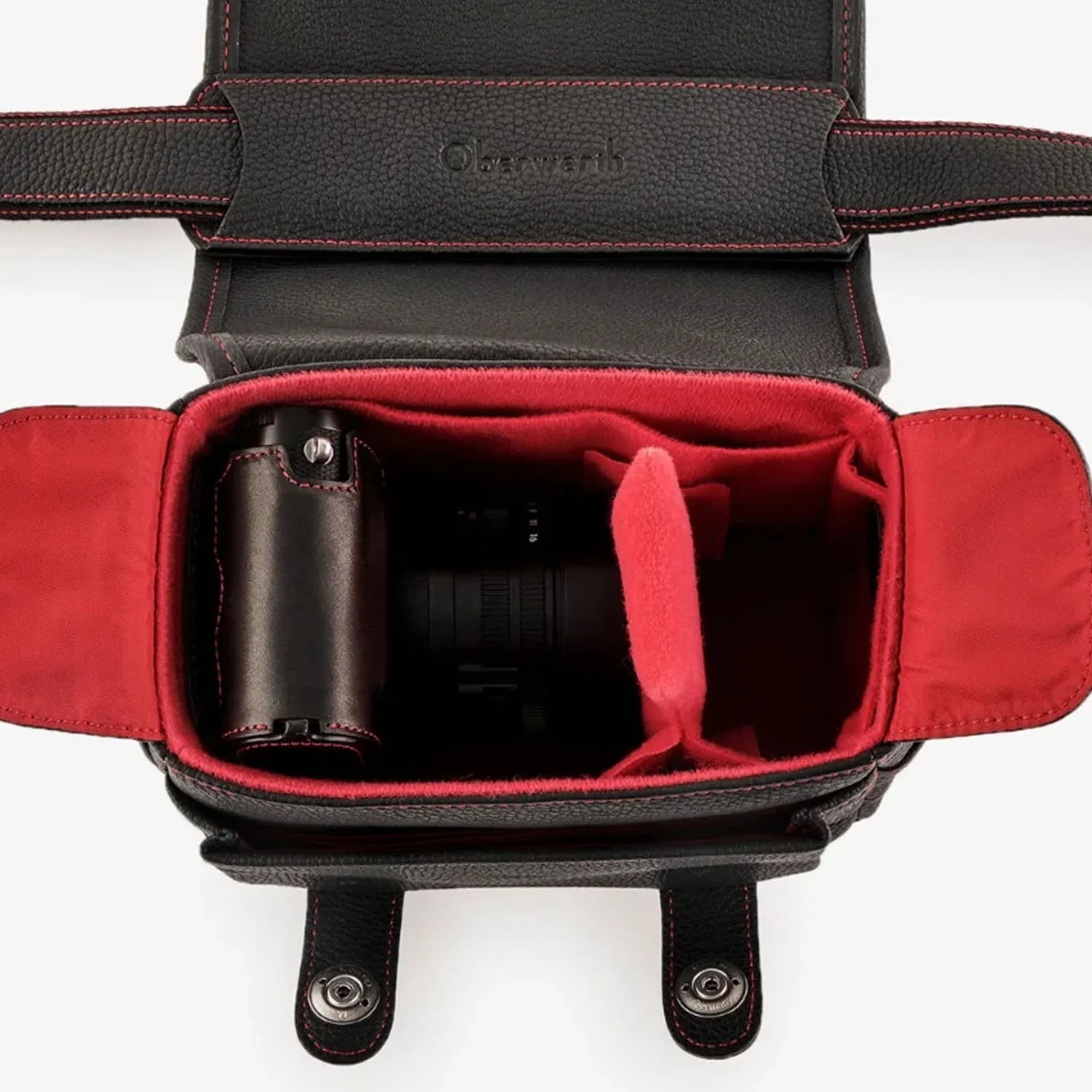 Oberwerth Q Bag Casual - Black with Red Stitching (Red Interior) - Image 3