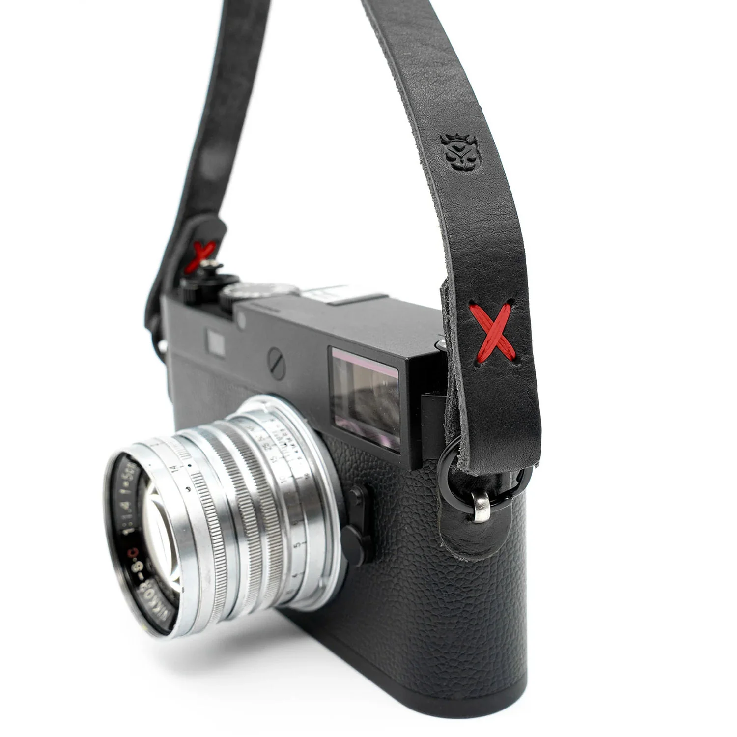 Owlkrown Raw Vintage Leather Strap - Black / Red 45" - Image 2