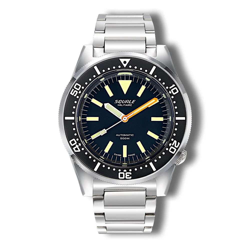 Squale 1521 Militaire Blasted Steel Black on Bracelet